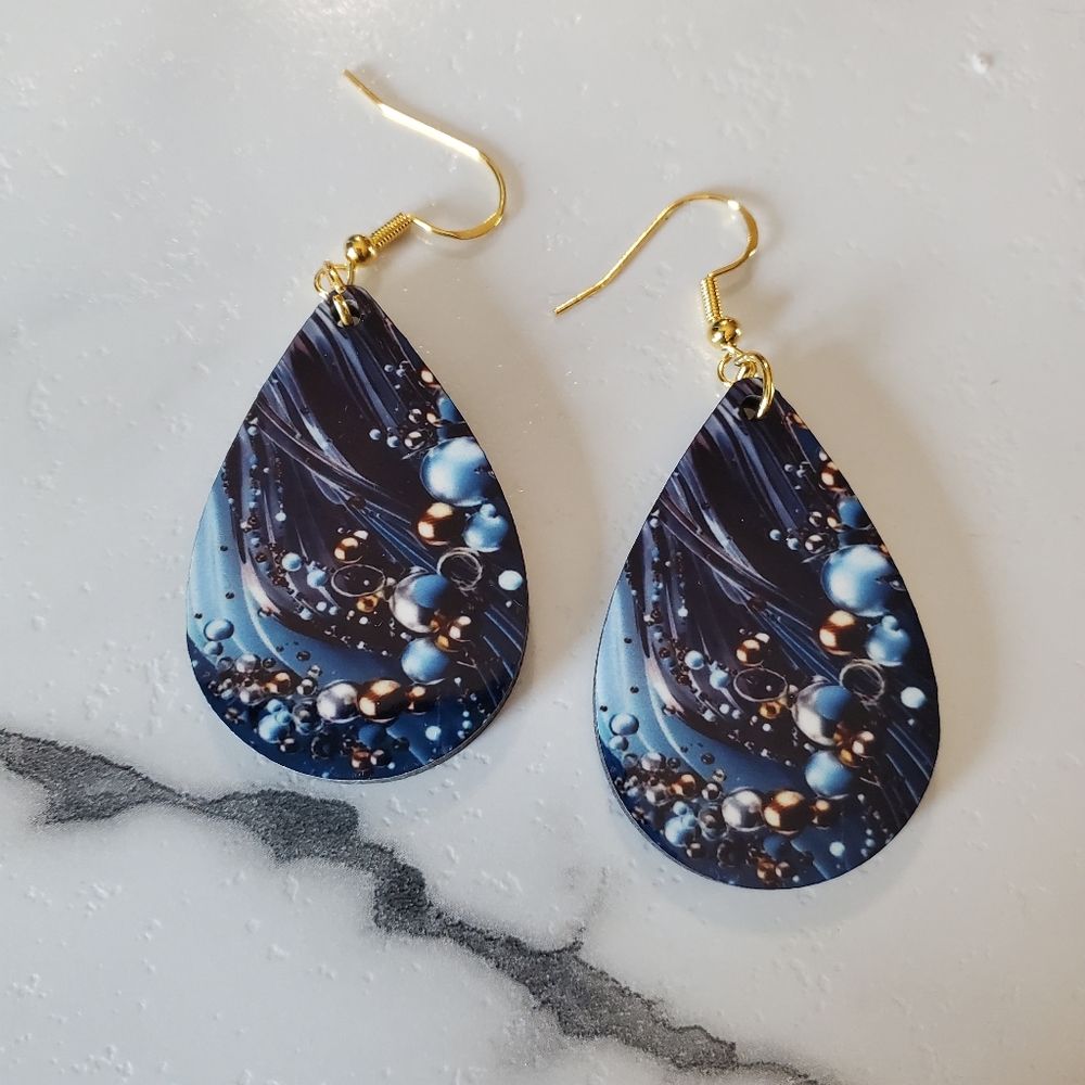 Bubble Art Teardrop Earrings